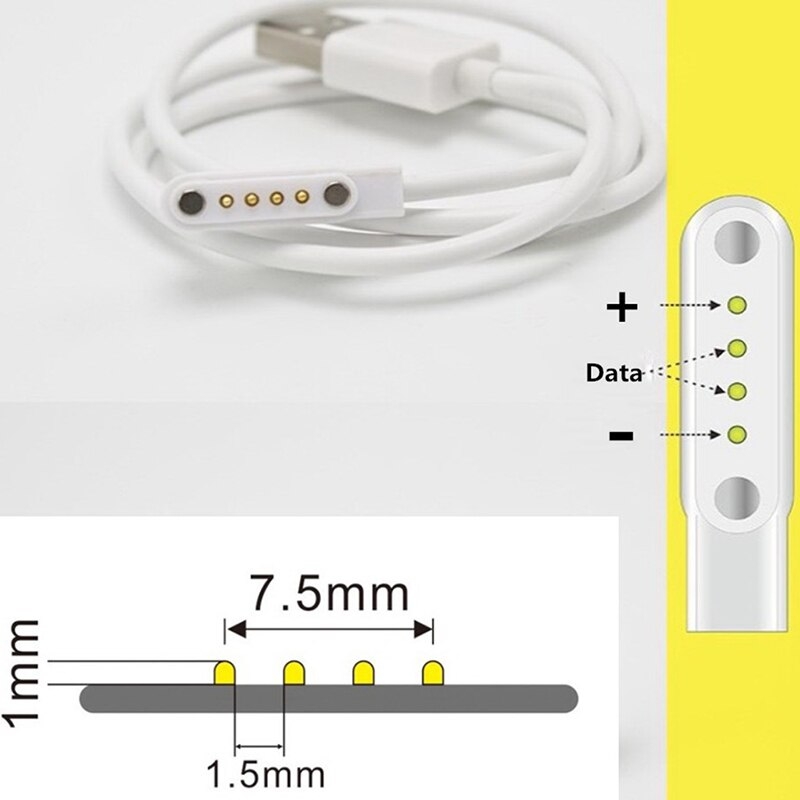 Akıllı Saat Smart Watch Mıknatıslı Şarj Data Kablosu Manyetik 4 Pin