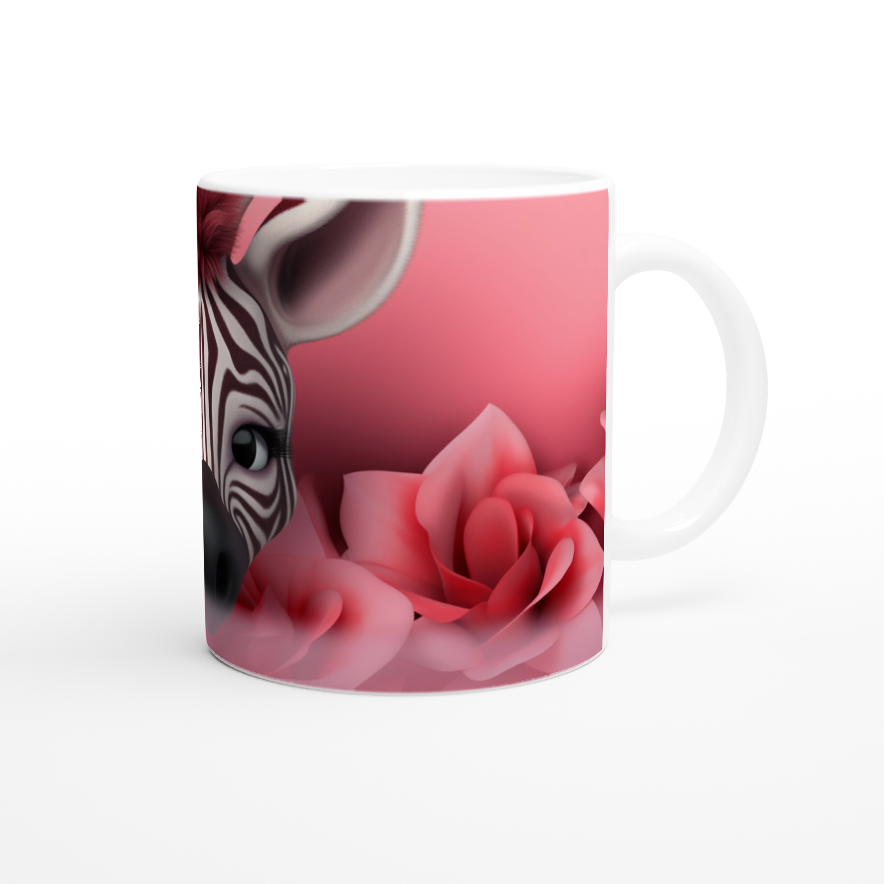 Pembe%20Çiçekler%20Arasında%20Zebra%20Temalı%20Baskılı%20Kupa%20Bardak