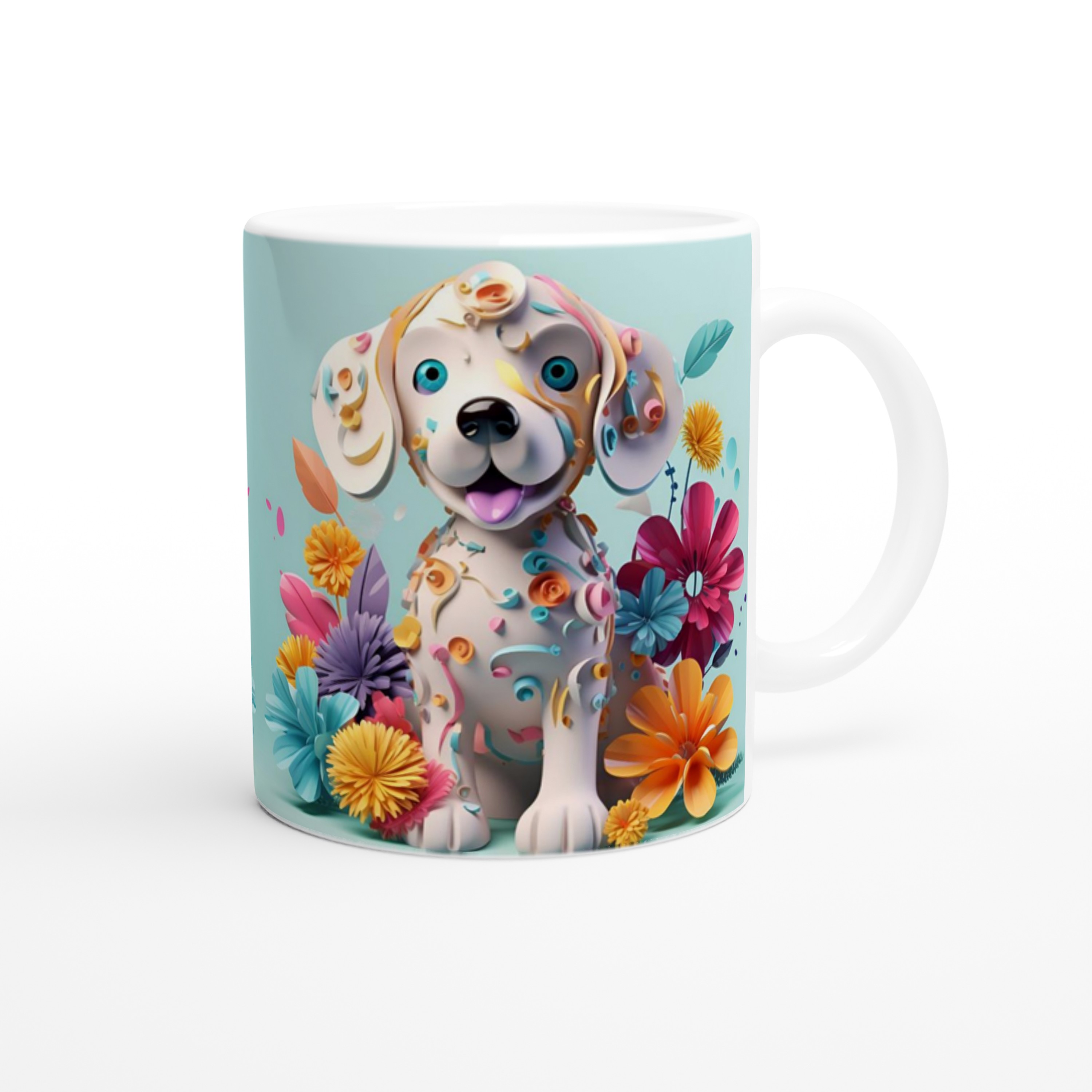 Konfeti%20Desenli%20Neşeli%20Köpek%20Baskılı%20Renkli%20Kupa%20Bardak