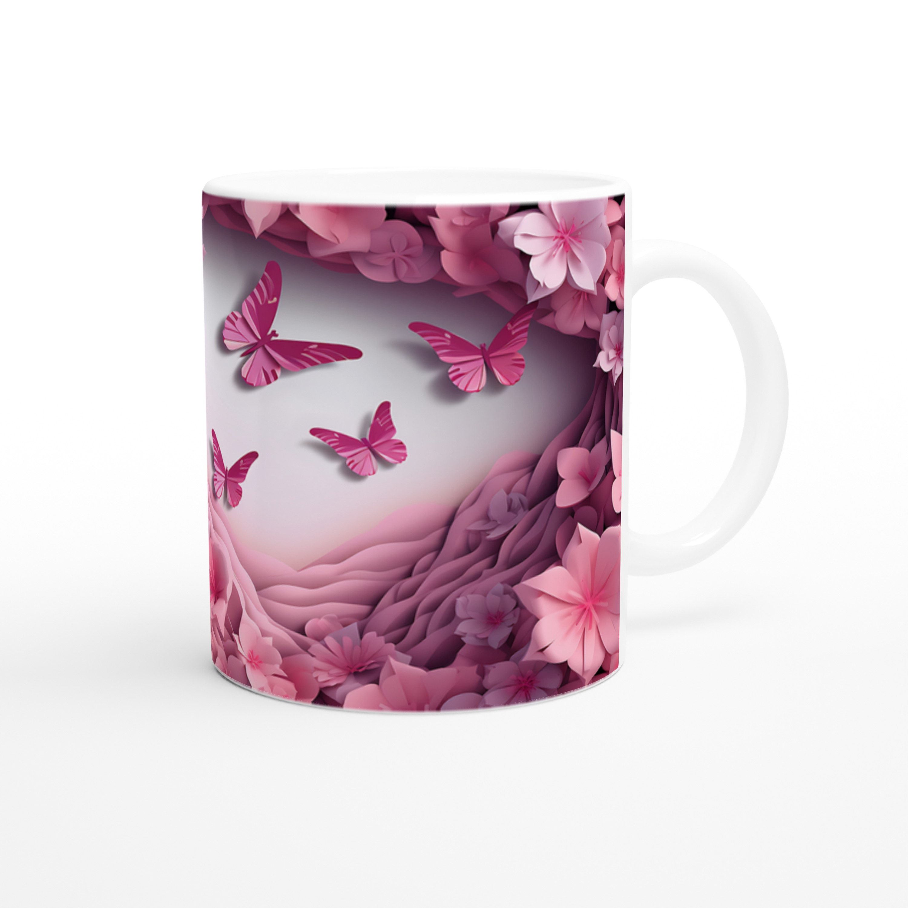 Pembe%20Çiçekler%20ve%20Kelebeklerle%20Bezeli%20Romantik%20Baskılı%20Kupa%20Bardak