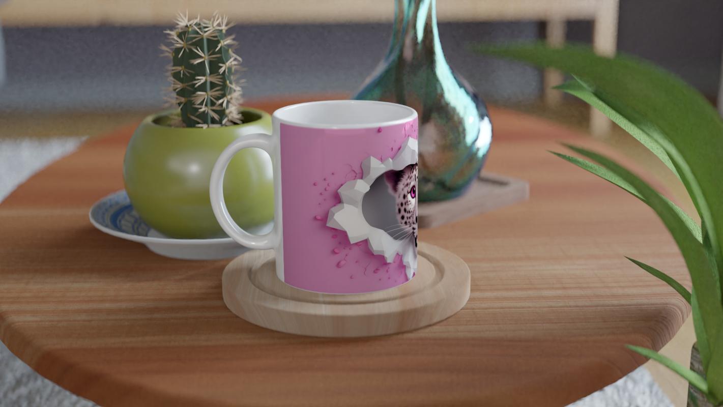 Pembe%20Gözlü%20Kar%20Leoparı%20Temalı%20Baskılı%20Kupa%20Bardak