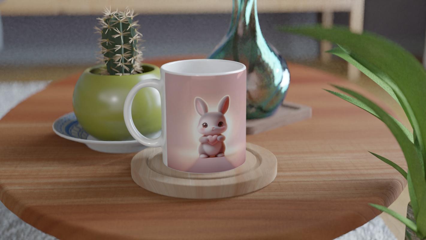 Kalpli%20Tavşan%20Figürlü%20Sevimli%20Pembe%20Temalı%20Baskılı%20Kupa%20Bardak