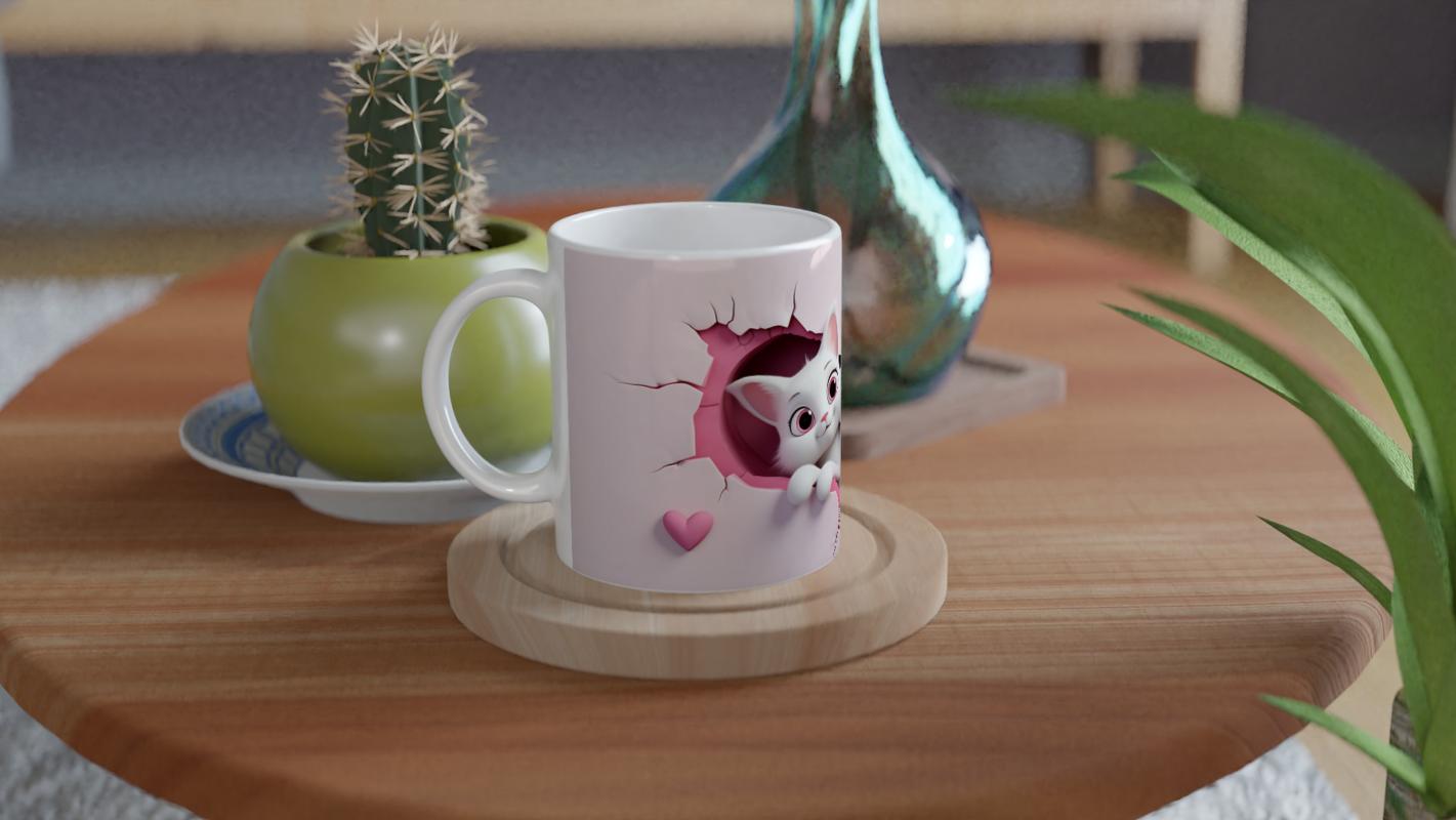 Pembe%20Çatlak%20Duvarın%20İçinden%20Bakan%20Neşeli%20Kediler%20Temalı%20Baskılı%20Kupa%20Bardak