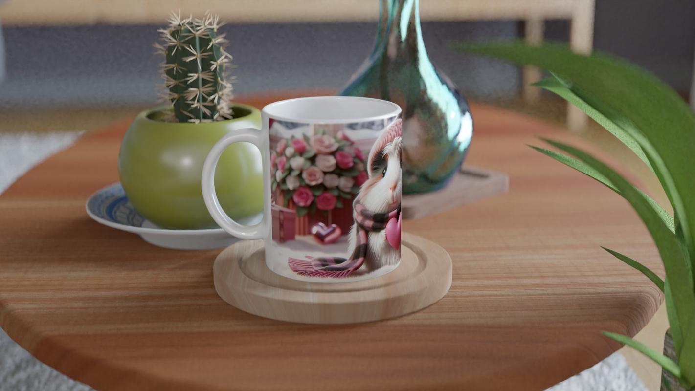Pembe%20Kalpli%20Şapkalı%20Ginepig%20Temalı%20Baskılı%20Kupa%20Bardak