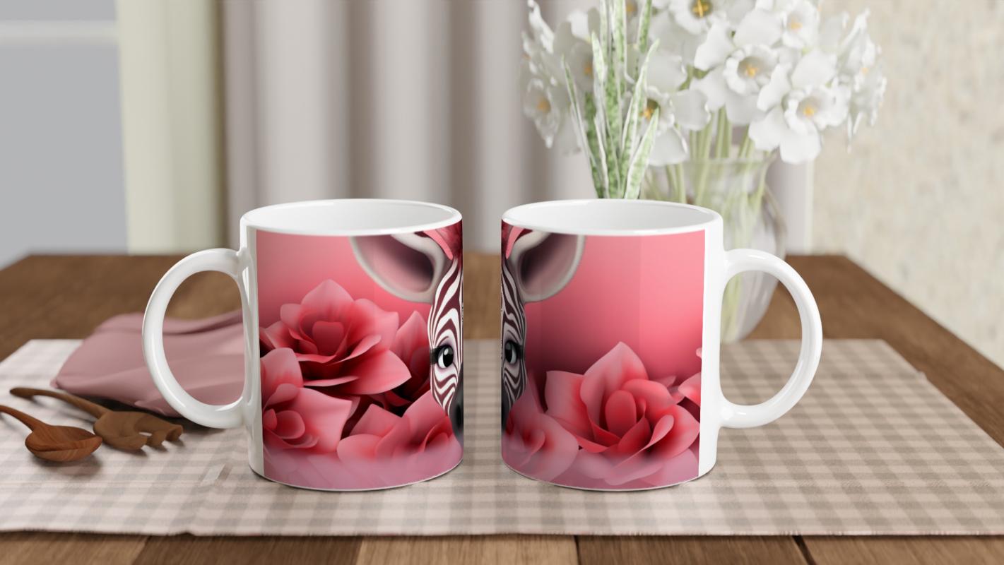 Pembe%20Çiçekler%20Arasında%20Zebra%20Temalı%20Baskılı%20Kupa%20Bardak