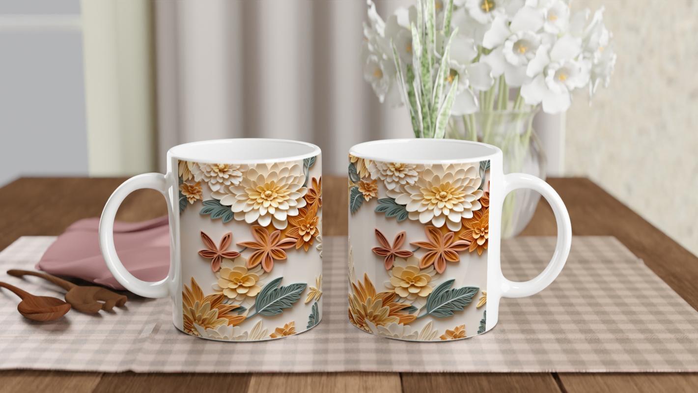 Pastel%20Bahar%20Çiçekleri%20Rölyef%20Desenli%20Kupa%20Bardak
