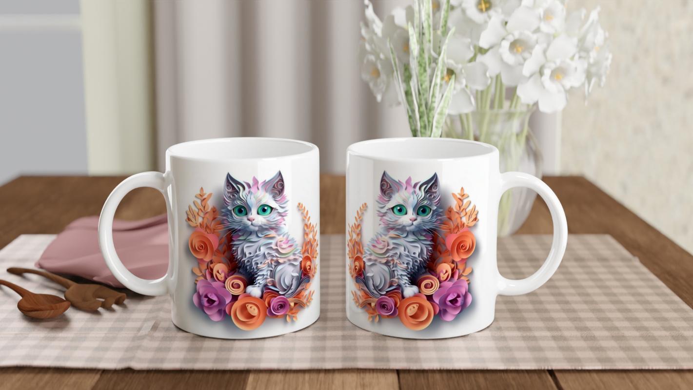 Pastel%20Çiçekli%20Tatlı%20Kedi%20Kupa%20Bardak