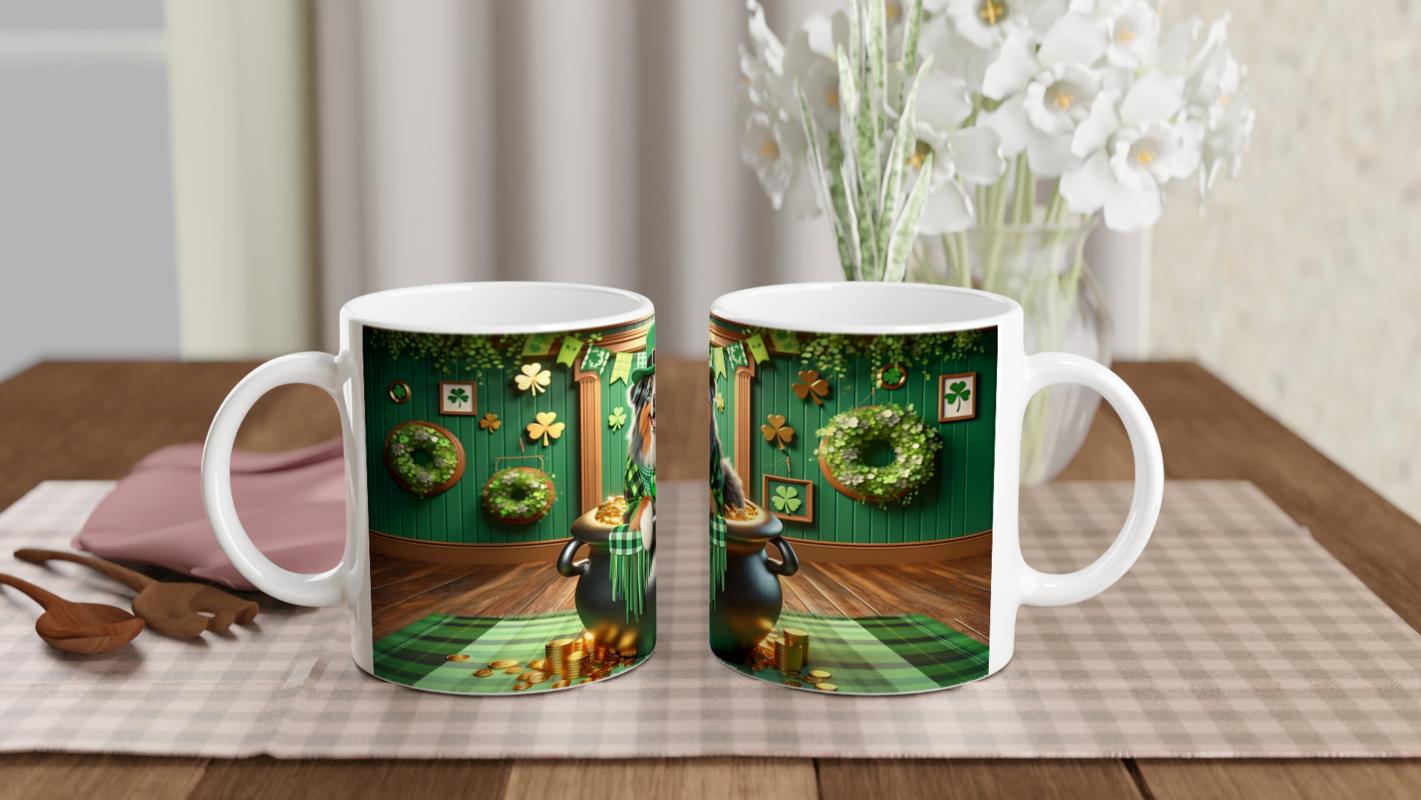 Leprechaun%20Şapkalı%20Avustralya%20Çoban%20Köpeği%20Temalı%20Baskılı%20Kupa%20Bardak