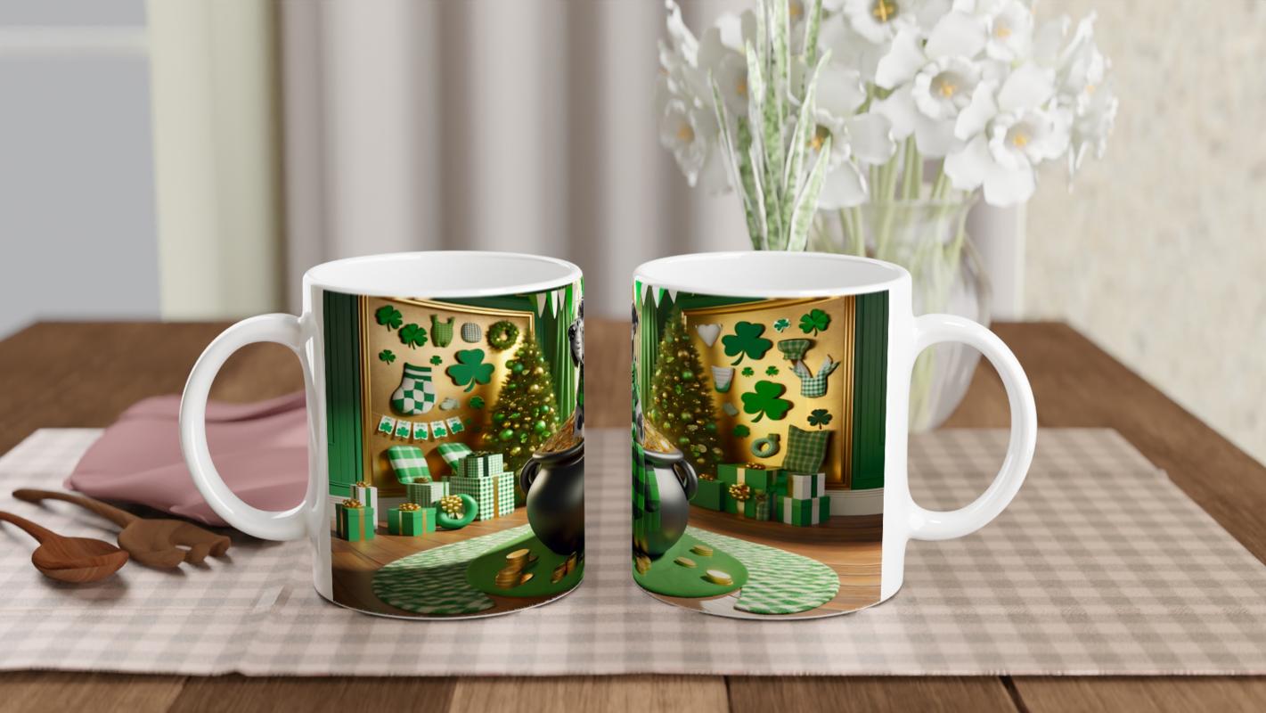 Leprechaun%20Şapkalı%20Pofuduk%20Köpek%20Temalı%20Baskılı%20Kupa%20Bardak