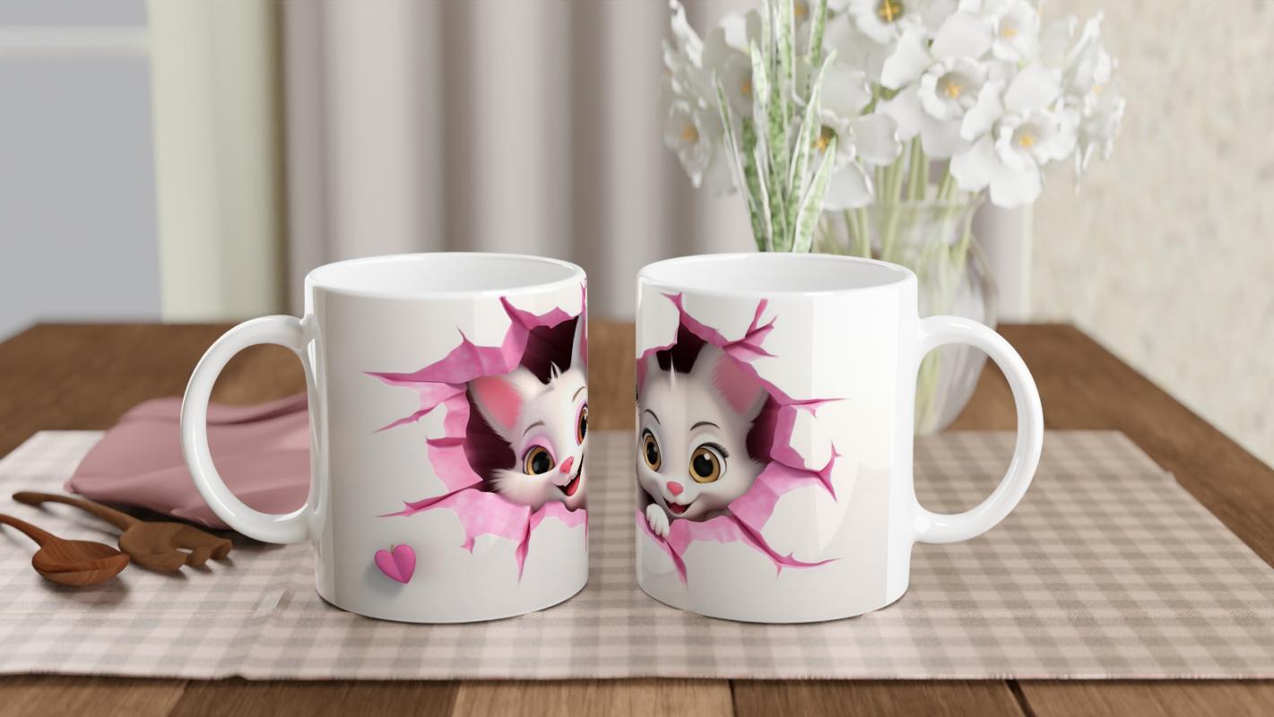 Pembe%20Çatlaktan%20Bakan%20Sevimli%20Kediler%20Temalı%20Baskılı%20Kupa%20Bardak