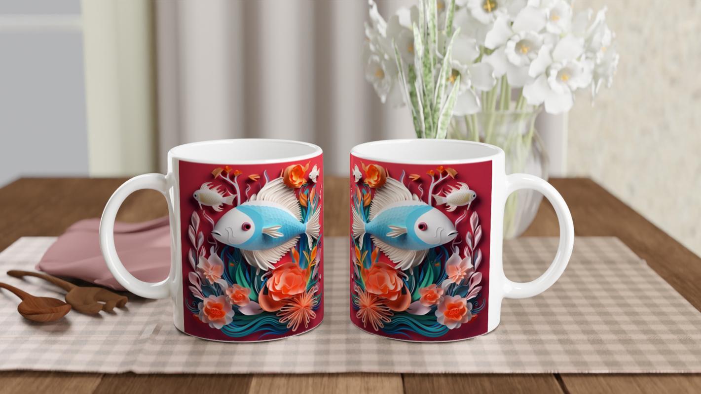 Çiçeklerle%20Süslenmiş%20Balık%20Baskılı%20Kupa%20Bardak