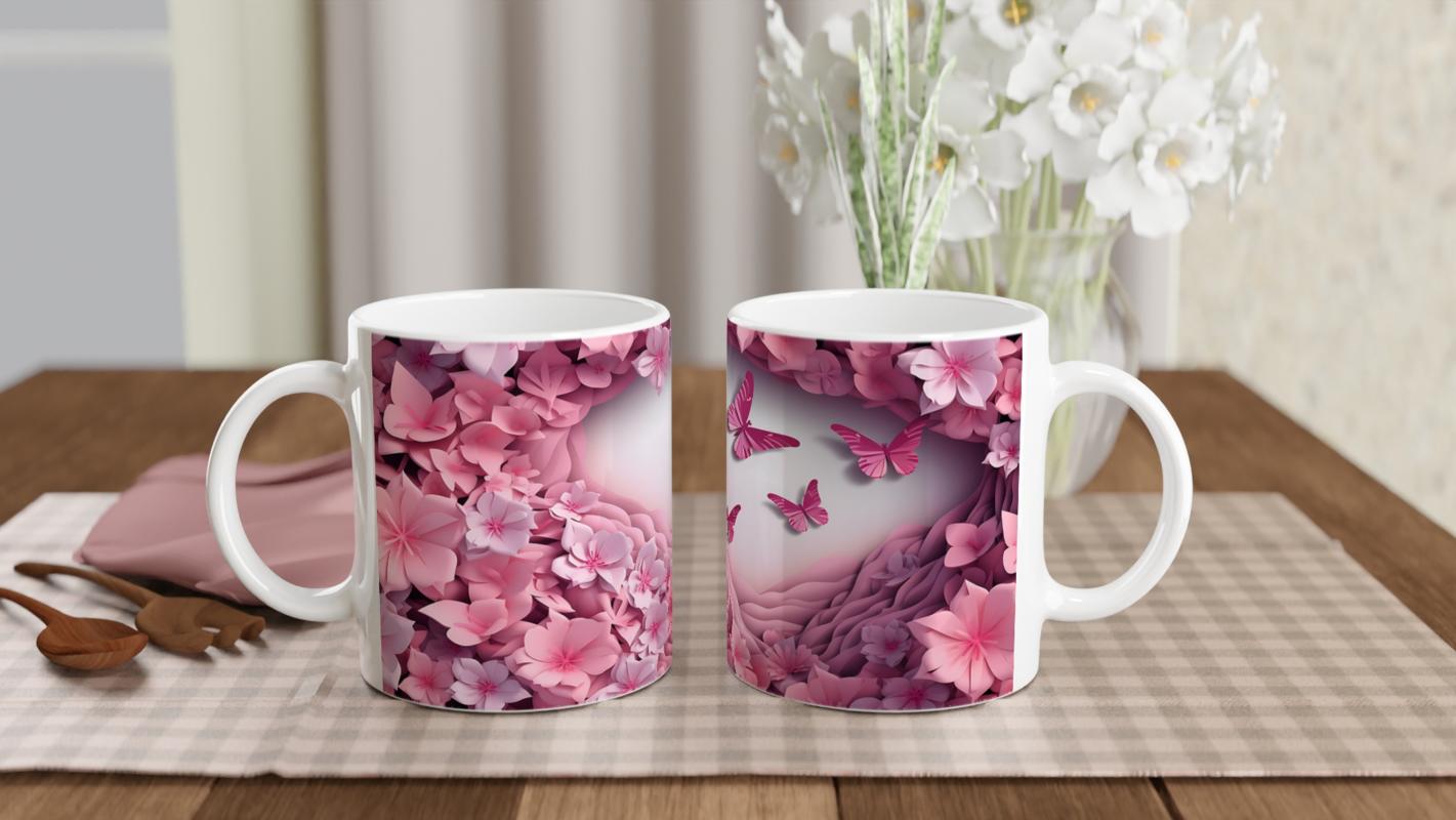 Pembe%20Çiçekler%20ve%20Kelebeklerle%20Bezeli%20Romantik%20Baskılı%20Kupa%20Bardak
