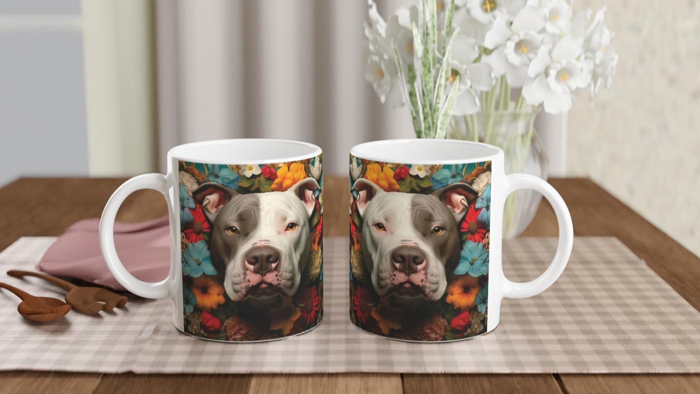 Çiçeklerle%20Çevrili%20Sevecen%20Pitbull%20Baskılı%20Kupa%20Bardak
