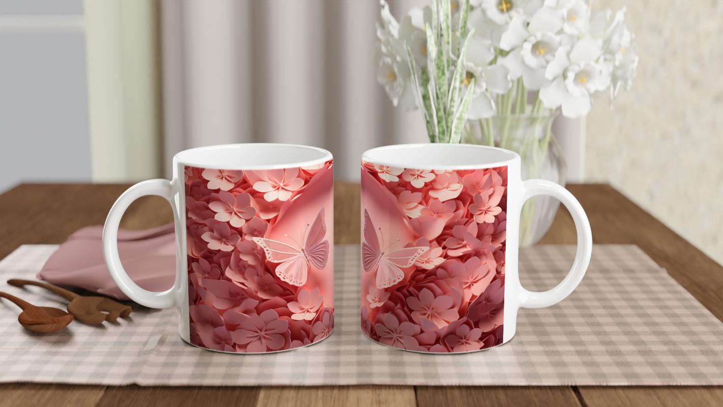 Romantik%20Çiçek%20Bahçesinde%20Uçuşan%20Kelebekler%20Temalı%20Baskılı%20Kupa%20Bardak