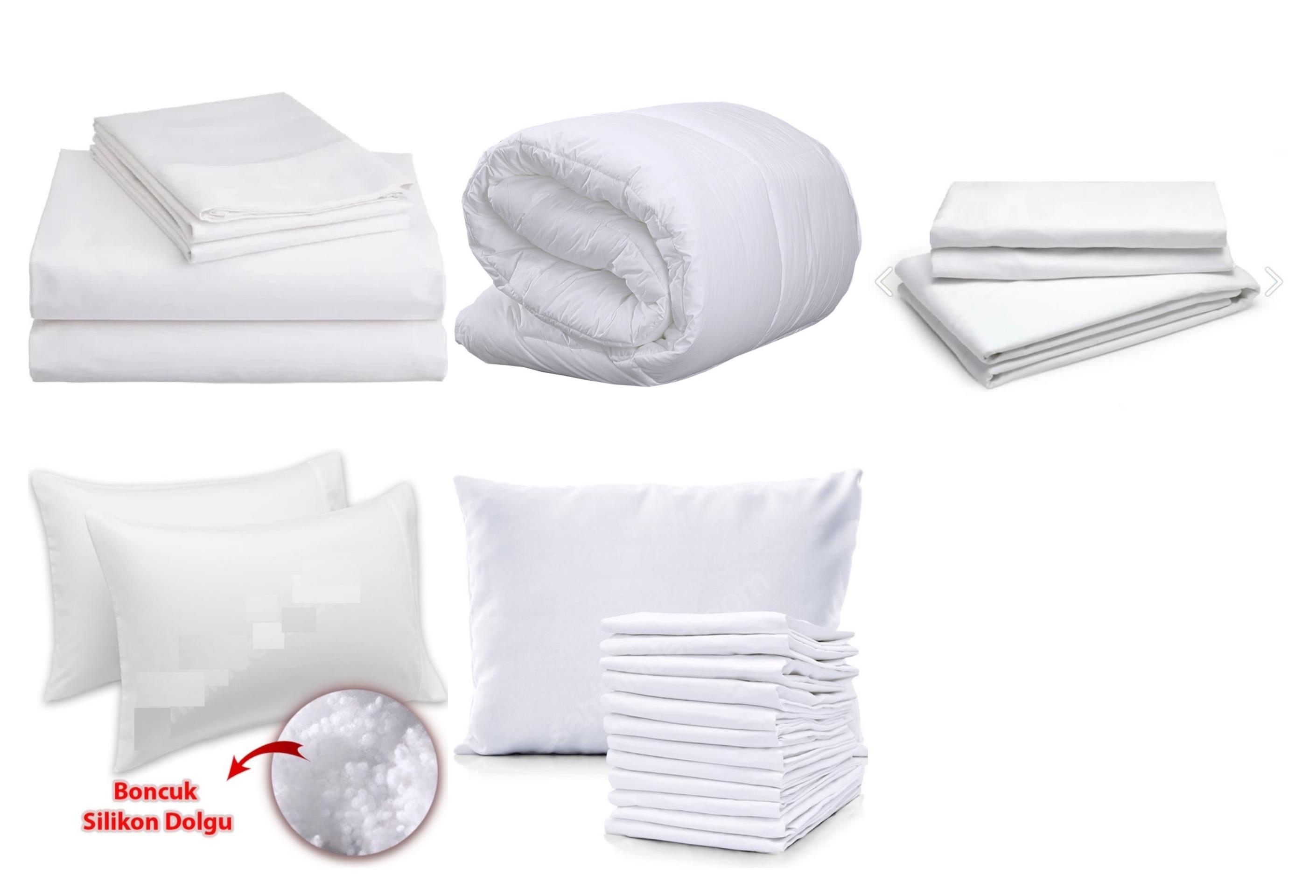 Tek%20Kişilik%20Yastıklı%20Yorganlı%20Yatak%20Nevresim%20Takımı%20Çeyiz%20Seti%20%100%20Pamuk%20Beyaz%20Otel%20Tipi%2063%20Tel