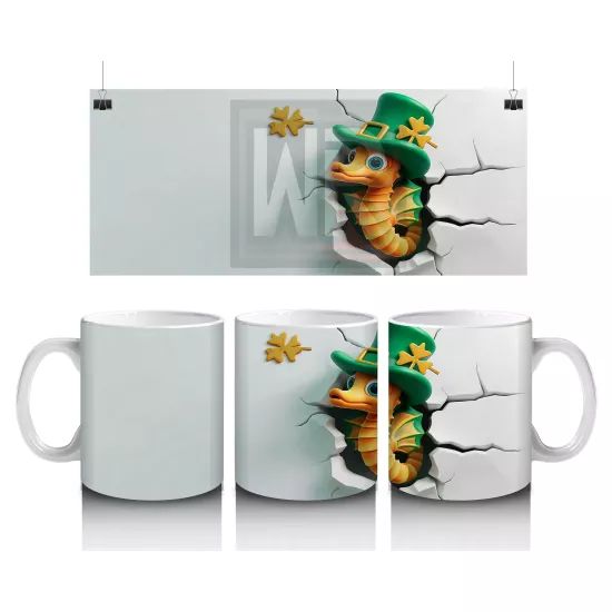 Şapkalı St. Patrick’s Temalı Sevimli Yılan Figürü - Baskılı kahve kupası