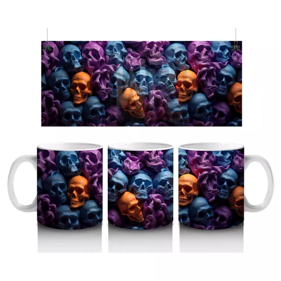 Renkli Kafataslarıyla Dolu Karanlık Duvar – Hediyelik Kahve Kupası