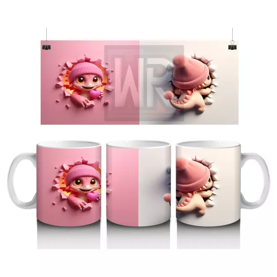 Pembe Şapkalı Tatlı Kız Figürü – Baskılı Kahve Kupası