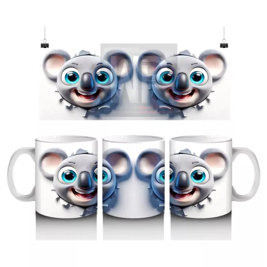 Mutlu Bakışlı Sevimli Koala İkizleri – Baskılı Kahve Kupası