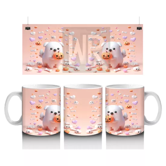 Pamuk Şekerli Sevimli Cadı Figürlü Çocuklara Özel Cadılar Bayramı Baskılı Kupa