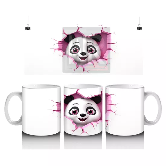 Kalpli Çatlakta Bakan Sevimli Panda – Baskılı Kahve Kupası