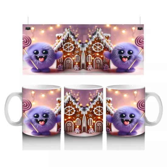 Şekerlemelerle Süslenmiş Perili Kurabiye Ev Figürlü Cadılar Bayramı Baskılı Kupa Bardak