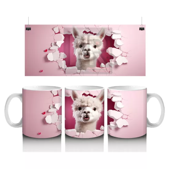 Pembe Çatlakta Bakan Beyaz Chihuahua – Baskılı Kahve Kupası