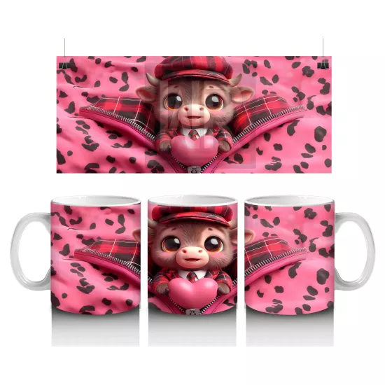 Pembe Fon Üzerinde Şapkalı Sevimli Maskot Kız – Baskılı Kupa Bardak