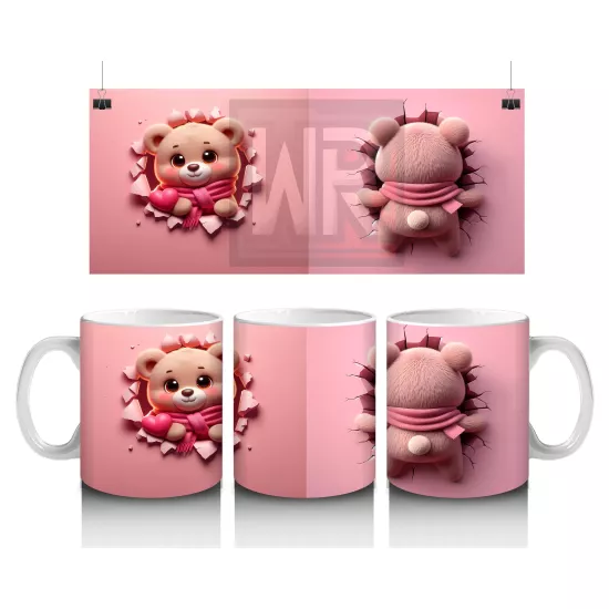 Pembe Fon Üzerinde Sevimli Maskot Buzağı – Baskılı Kahve Kupası
