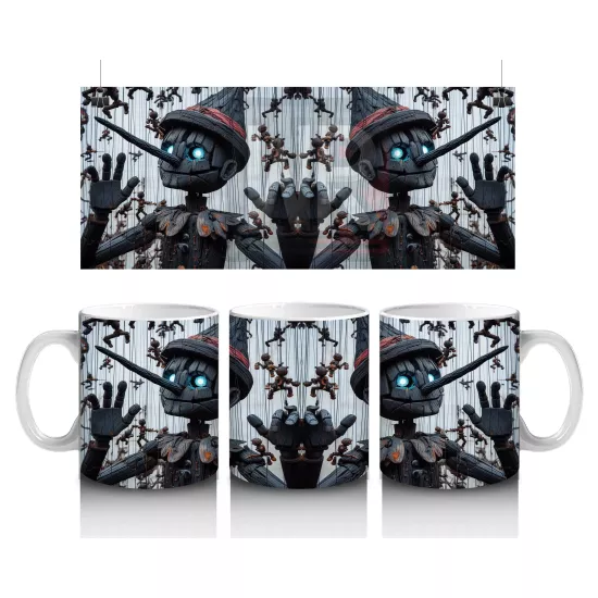 Zincirli Maskeli Figürlerle Karanlık Bilim Kurgu Tarzı Cadılar Bayramı Baskılı Kupa Bardak