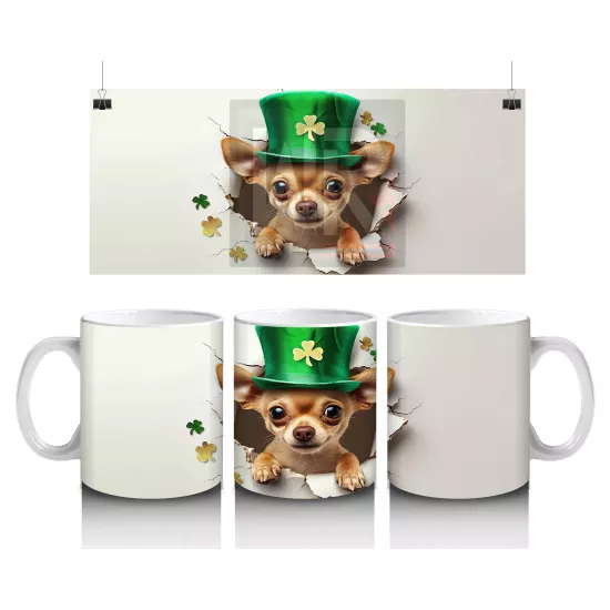 St. Patrick Şapkalı Neşeli Corgi Deseni – Baskılı Kahve Kupası