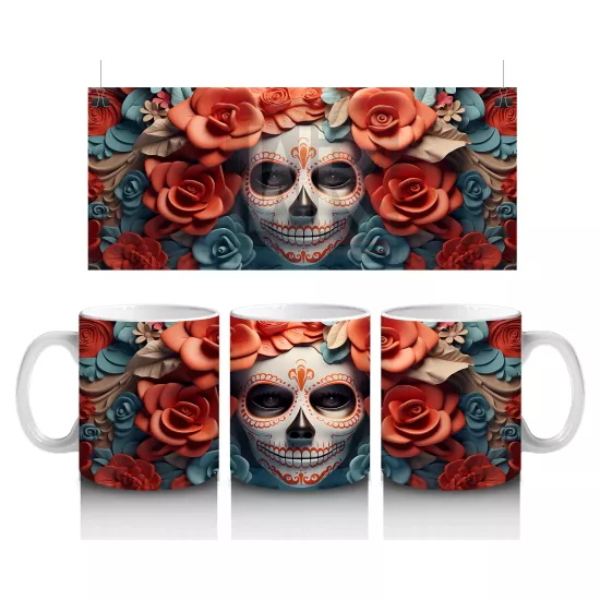 Turuncu Güllerle Çevrili Solgun Maske – Hediyelik Kahve Kupası