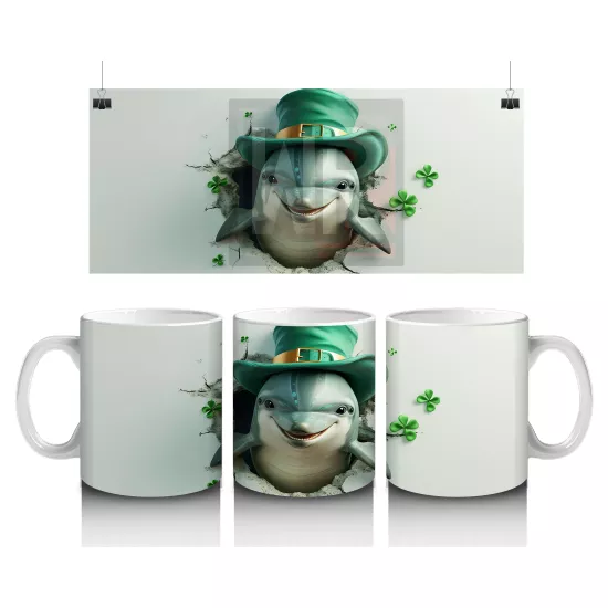 St. Patrick Şapkalı Sevimli Beyaz Köpek – Baskılı Kahve Kupası