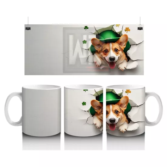 Yoncalı Kostüm Giymiş Sevimli Corgi - Baskılı Kahve Kupası