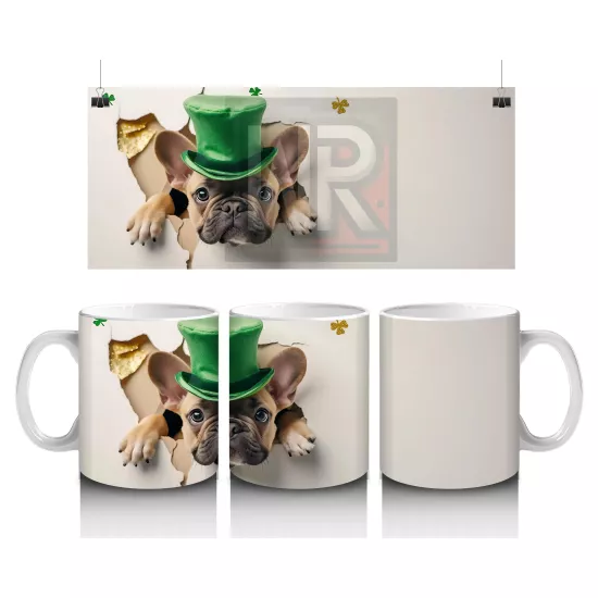 St. Patrick Şapkalı Neşeli Bulldog – Baskılı Kahve Kupası