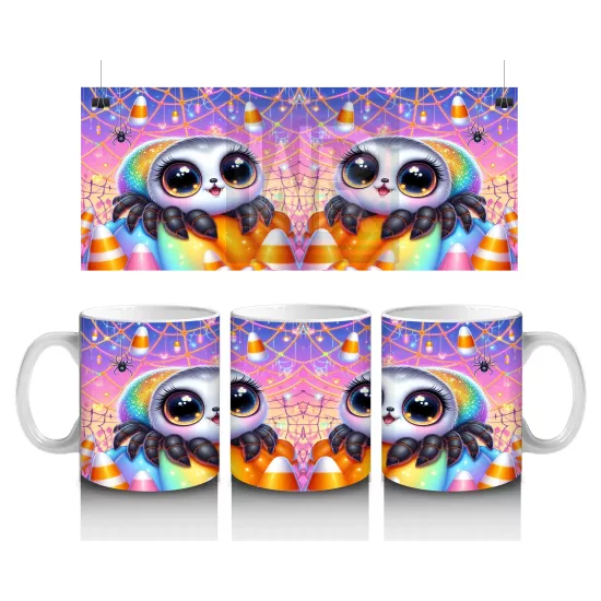 Tatlı Hayalet ve Balkabağı Figürlü Renkli Cadılar Bayramı Baskılı Kupa