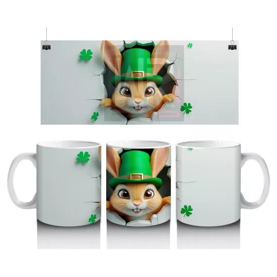 St. Patrick’s Şapkalı Çatlak Zeminden Bakan Dachshund - Baskılı kahve kupası