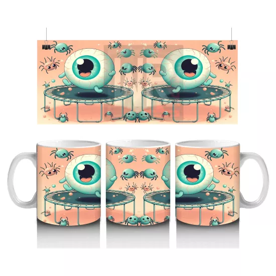 Şeker Kaplı Göz Küresi Figürleriyle Eğlenceli Cadılar Bayramı Baskılı Kupa Bardak