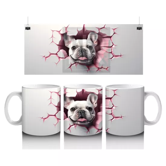 Çatlak Duvar Arasında Fransız Bulldog – Baskılı Kahve Kupası