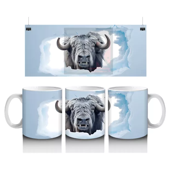 Gökyüzü Fonunda Yaban Mandası Figürü – Baskılı Kupa