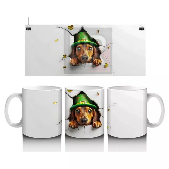 Çatlak Duvardan Bakan Şapkalı Beagle – Baskılı Kahve Kupası