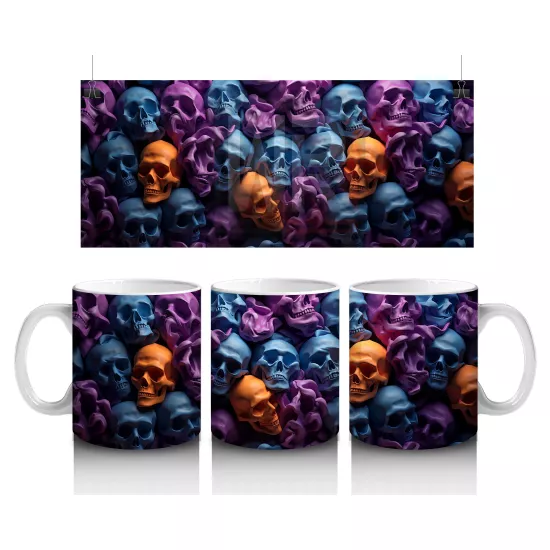 Neon Renkler Arasında Kafatası Ordusu – Hediyelik Kahve Kupası