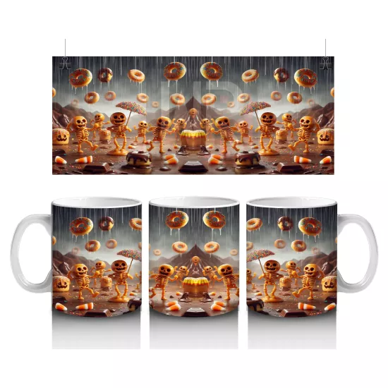 Parlayan Balkabakları Desenli Gotik Cadılar Bayramı Baskılı Kupa