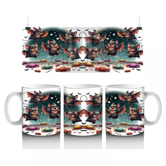 Şeker Toplayan Cadılar Figürlü Renkli Cadılar Bayramı Baskılı Kupa Bardak