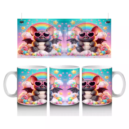 Neon Renkli Tatlı Canavarlar Figürlü Eğlenceli Cadılar Bayramı Baskılı Kupa Bardak