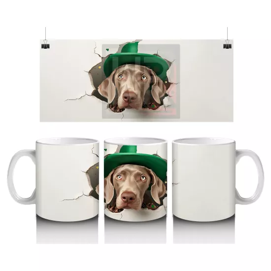 St. Patrick Şapkalı Gülümseyen Köpek – Baskılı Kahve Kupası