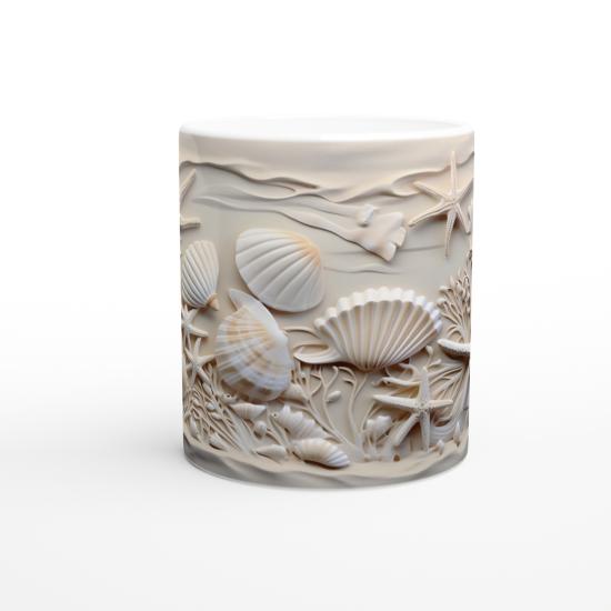 Mercanlar Arasında Deniz Kabuğu ve Yıldızlı Su Altı Temalı Kupa Bardak