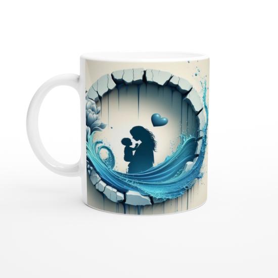 Mavi Dalgaların Kalbinde Anne ve Çocuk Kupa Bardak