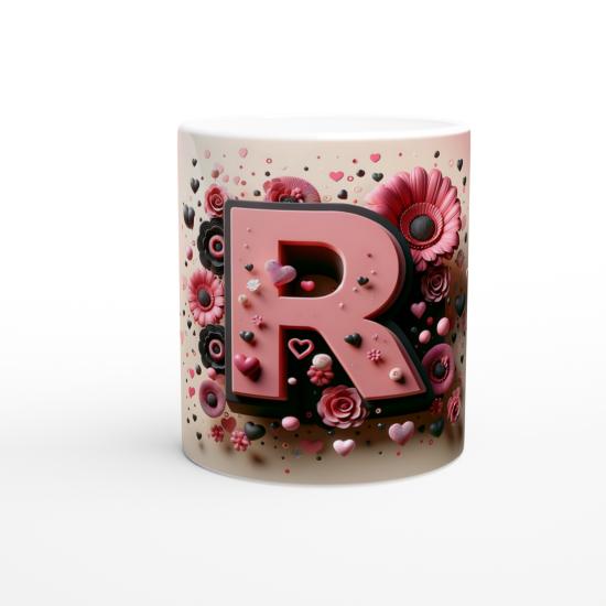 R Harfi Modern Tasarımlı Kupa Bardak