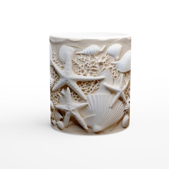 Mercan Doku ve Deniz Yıldızlı Su Altı Temalı Kupa Bardak